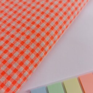 Seersucker Vichy Bicolor Flúor Naranja&Beige 0.3 cm