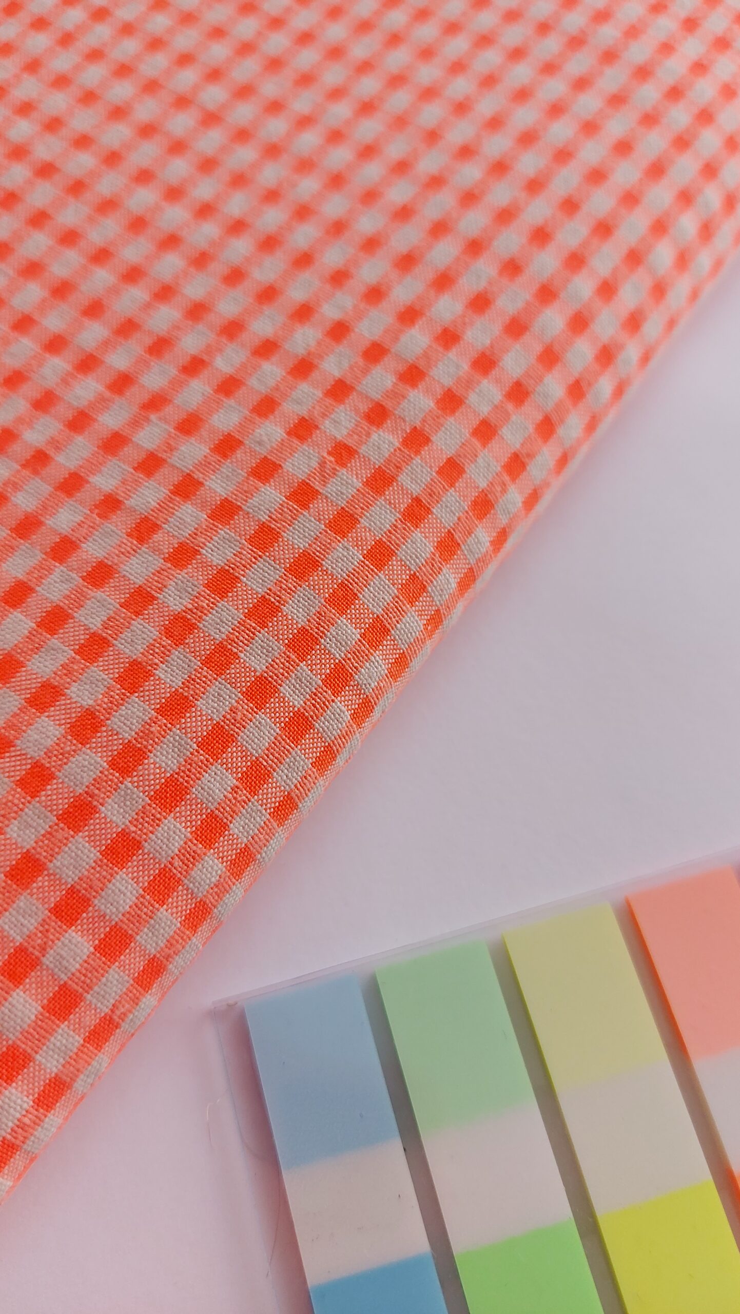 Seersucker Vichy Bicolor Flúor Naranja&Beige 0.3 cm Seersucker Seersucker Vichy Bicolor Flúor Naranja&Beige 0.3 cm