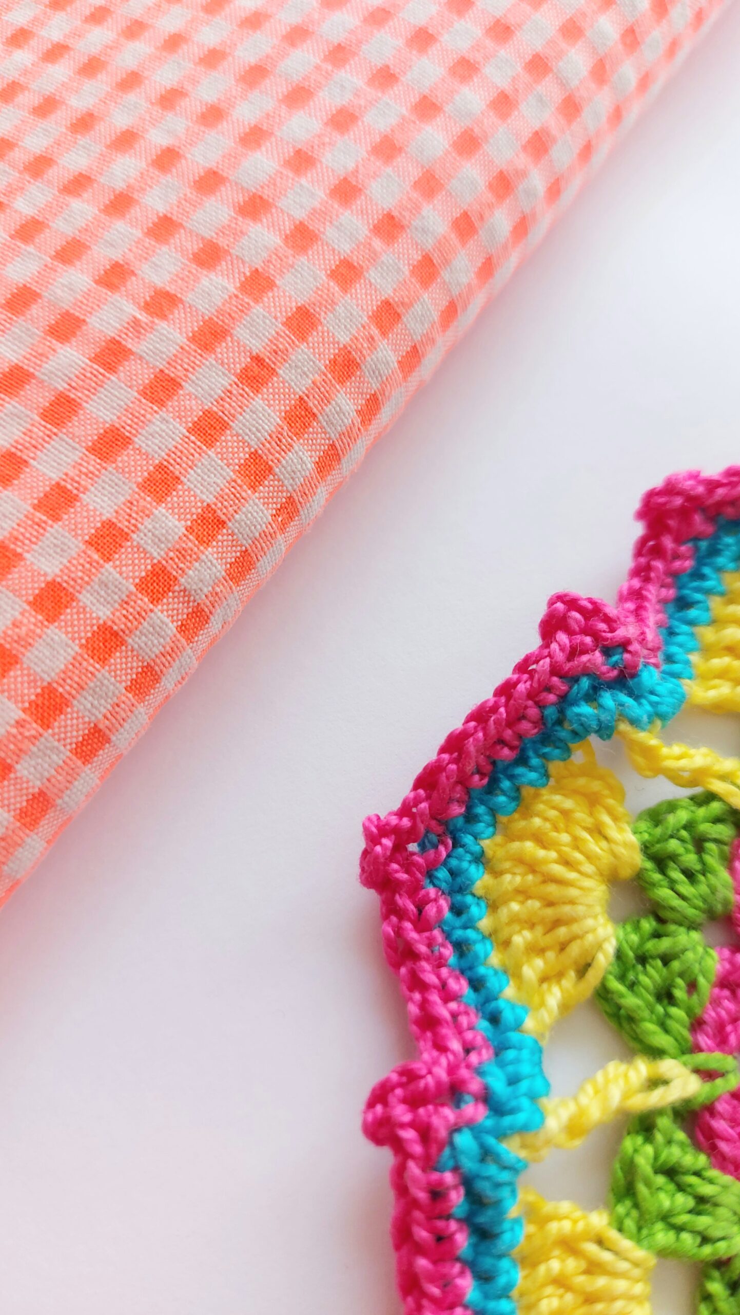 Seersucker Vichy Bicolor Flúor Naranja&Beige 0.3 cm Seersucker Seersucker Vichy Bicolor Flúor Naranja&Beige 0.3 cm - Imagen 2