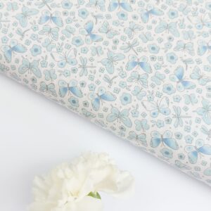 Popelín PREMIUM Mariposas y Libélulas Azul