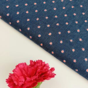Popelín Jeans con Lunares Rosa Coral Flúor