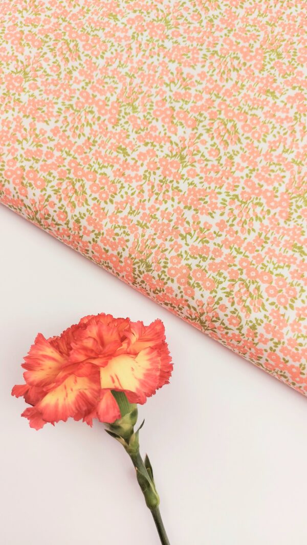 Popelín PREMIUM Flores de Mar Coral Pastel