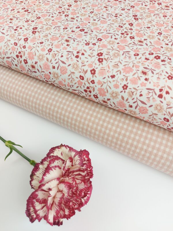 Popelín Flores Bahía Rosa&Nude - Imagen 2