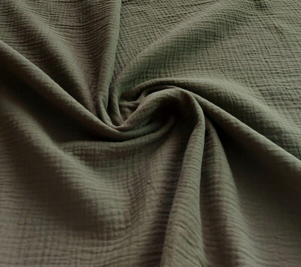 Doble Gasa Liso Dark Kaki ( Verde Caza)