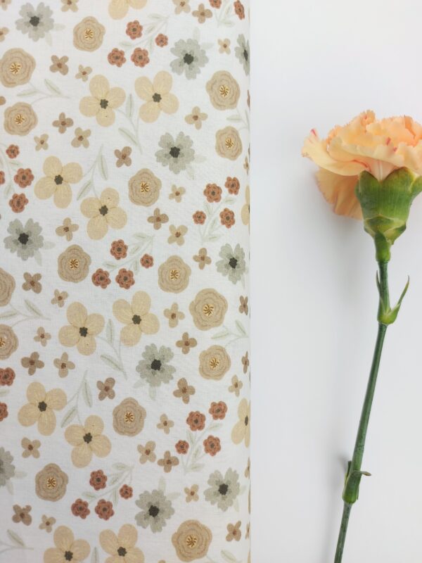 Popelín flores Ícaro Marrón&Topo - Imagen 2