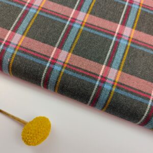 Viyela Cuadros Tartán Gris Antracita Rosa Antiguo