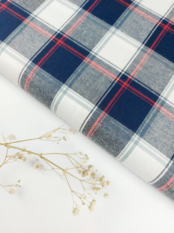 Viyela Cuadros Tartan Escocés Azul Clásico