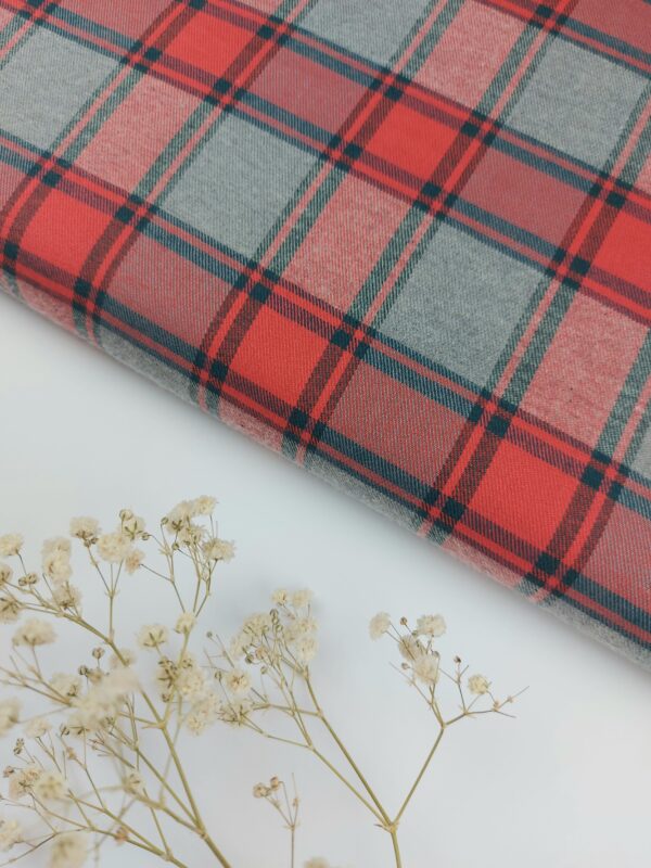 Viyela Cuadros Escocés Rojo y Gris