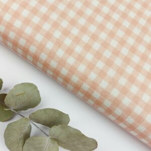 Doble Gasa Vichy Rosa Empolvado 0.5cm