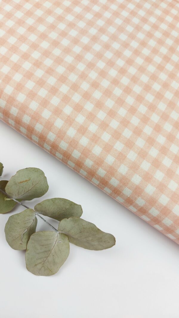 Doble Gasa Vichy Rosa Empolvado 0.5cm