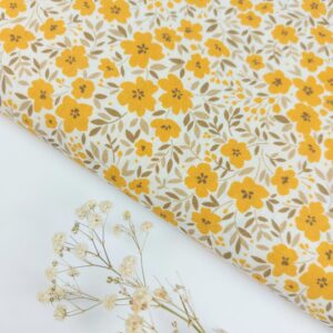 Popelín Flores Aklama Ocre&Camel