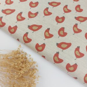 Viyela Infantil Gallos Campestres Rojo Marsala