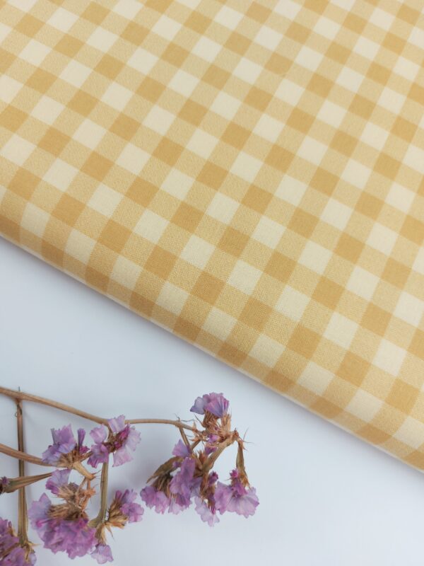 Popelín Vichy Bicolor Ocre Dorado Amarillo Sun 1cm