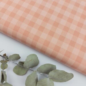 Popelín Vichy Bicolor Rosa Pastel Cálido 1cm