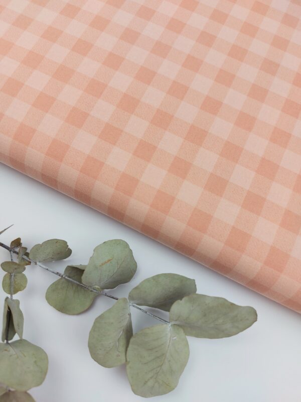 Popelín Vichy Bicolor Rosa Pastel Cálido 1cm
