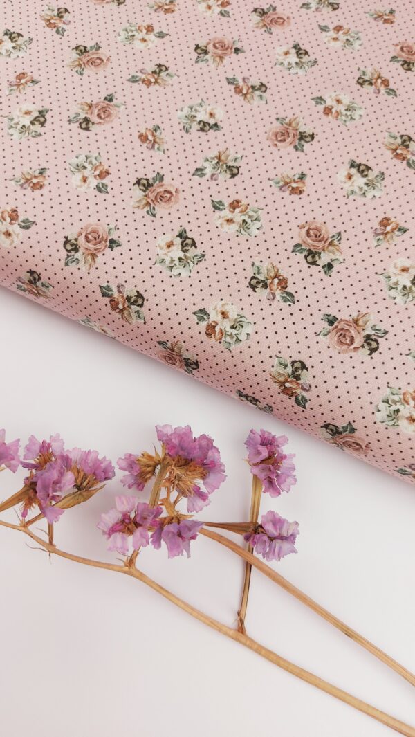 Viyela Flores y Mini topos Bloom Rosé