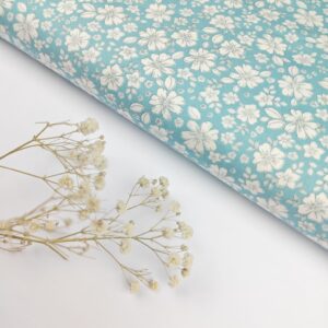 Batista PREMIUM Flores Azul Turquesa Suave Batista Batista PREMIUM Flores Azul Turquesa Suave