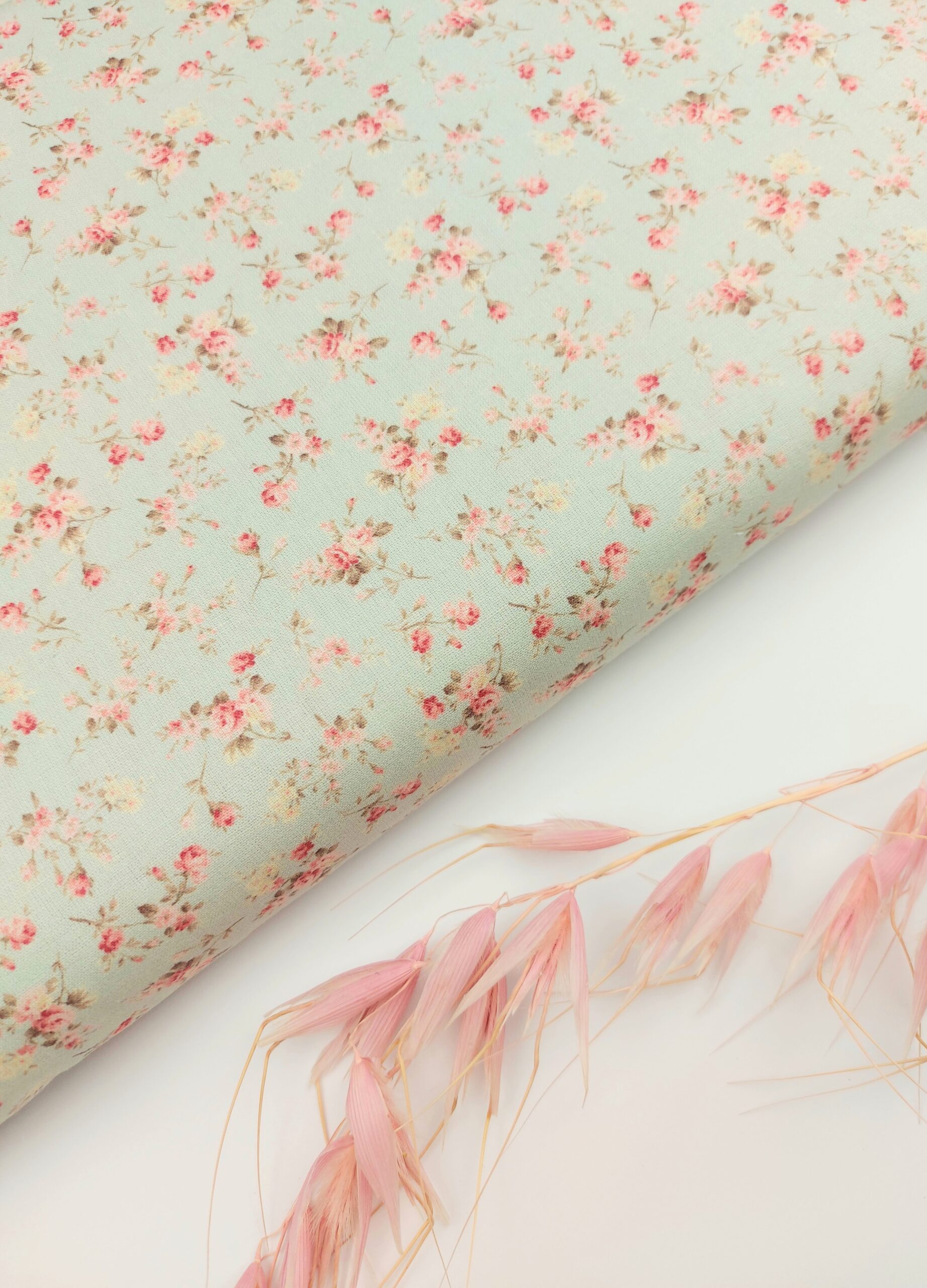 🌸Popelín Flores «Rose Mint”💚 Popelín 🌸Popelín Flores "Rose Mint”💚