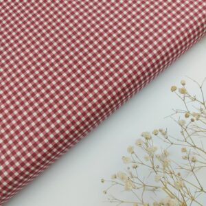 Tienda de telas ❤️Popelín Vichy “Red Classic”0.3cm🌿 Popelín