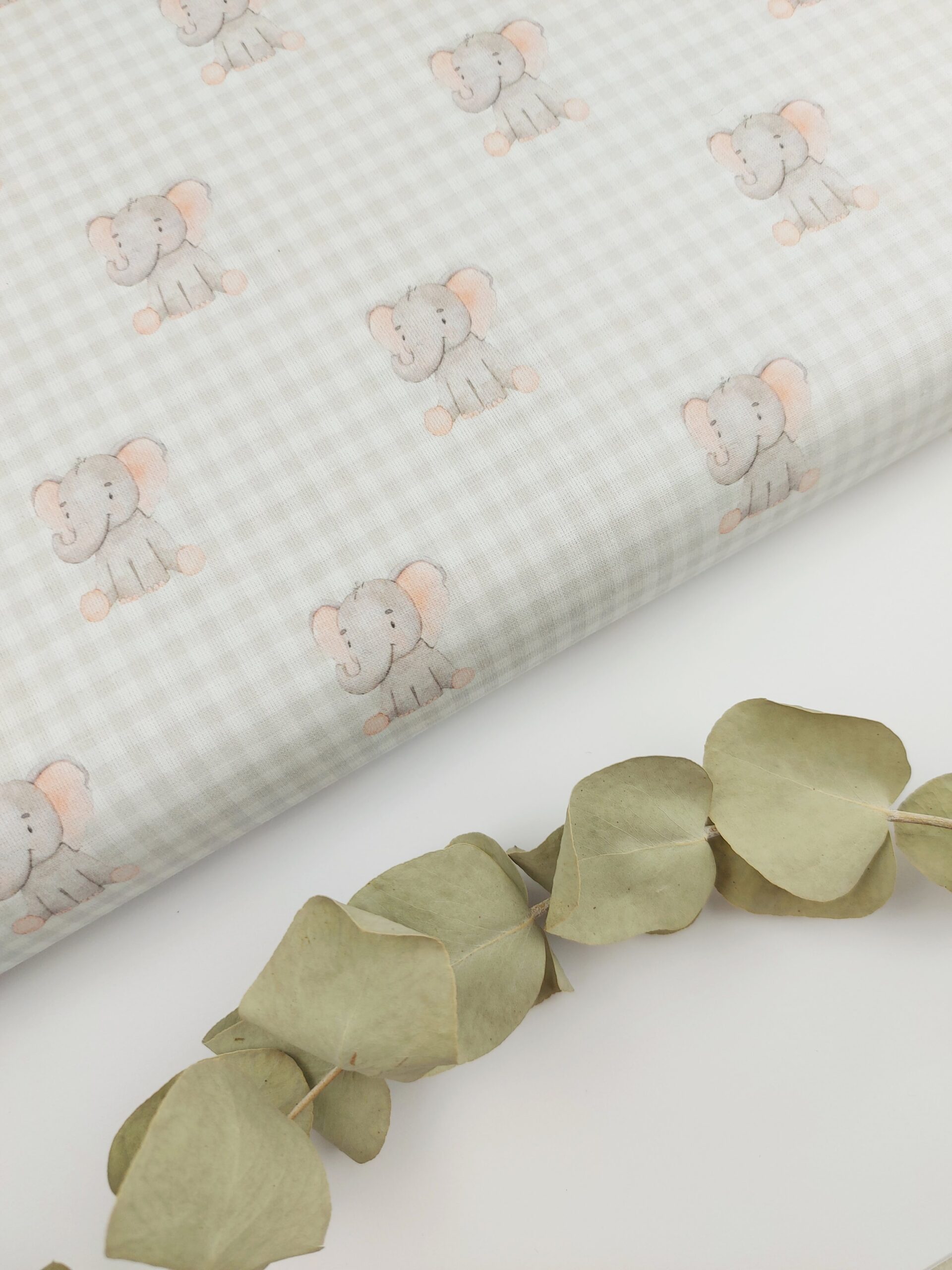 🐘 Popelín Infantil y Vichy “Little Elephant”🌿 Popelín 🐘 Popelín Infantil y Vichy “Little Elephant”🌿 - Imagen 2