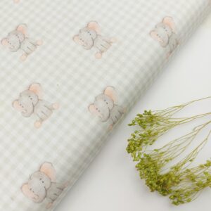 Tienda de telas 🐘 Popelín Infantil y Vichy “Little Elephant”🌿 Popelín