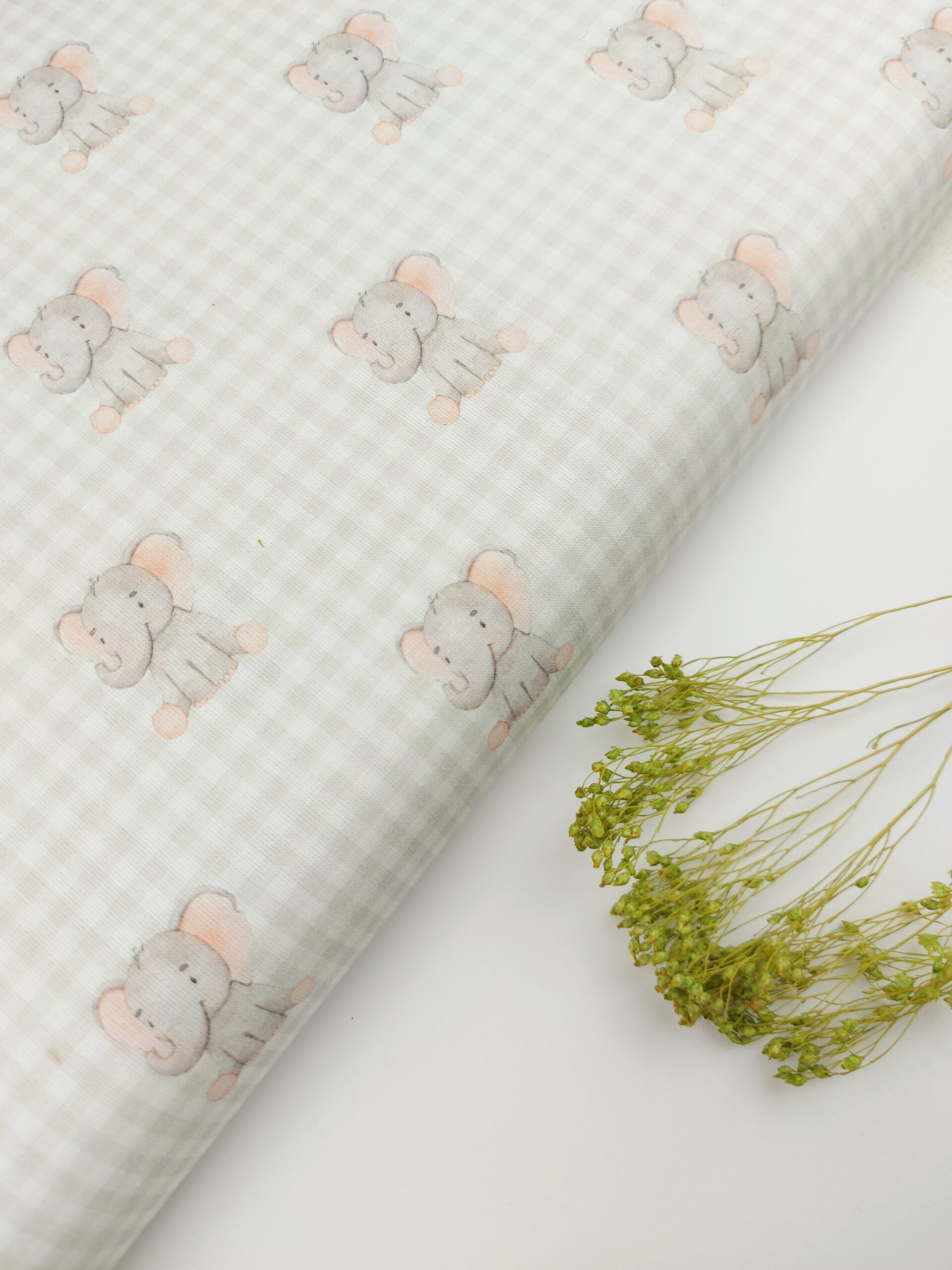 🐘 Popelín Infantil y Vichy “Little Elephant”🌿 Popelín 🐘 Popelín Infantil y Vichy “Little Elephant”🌿