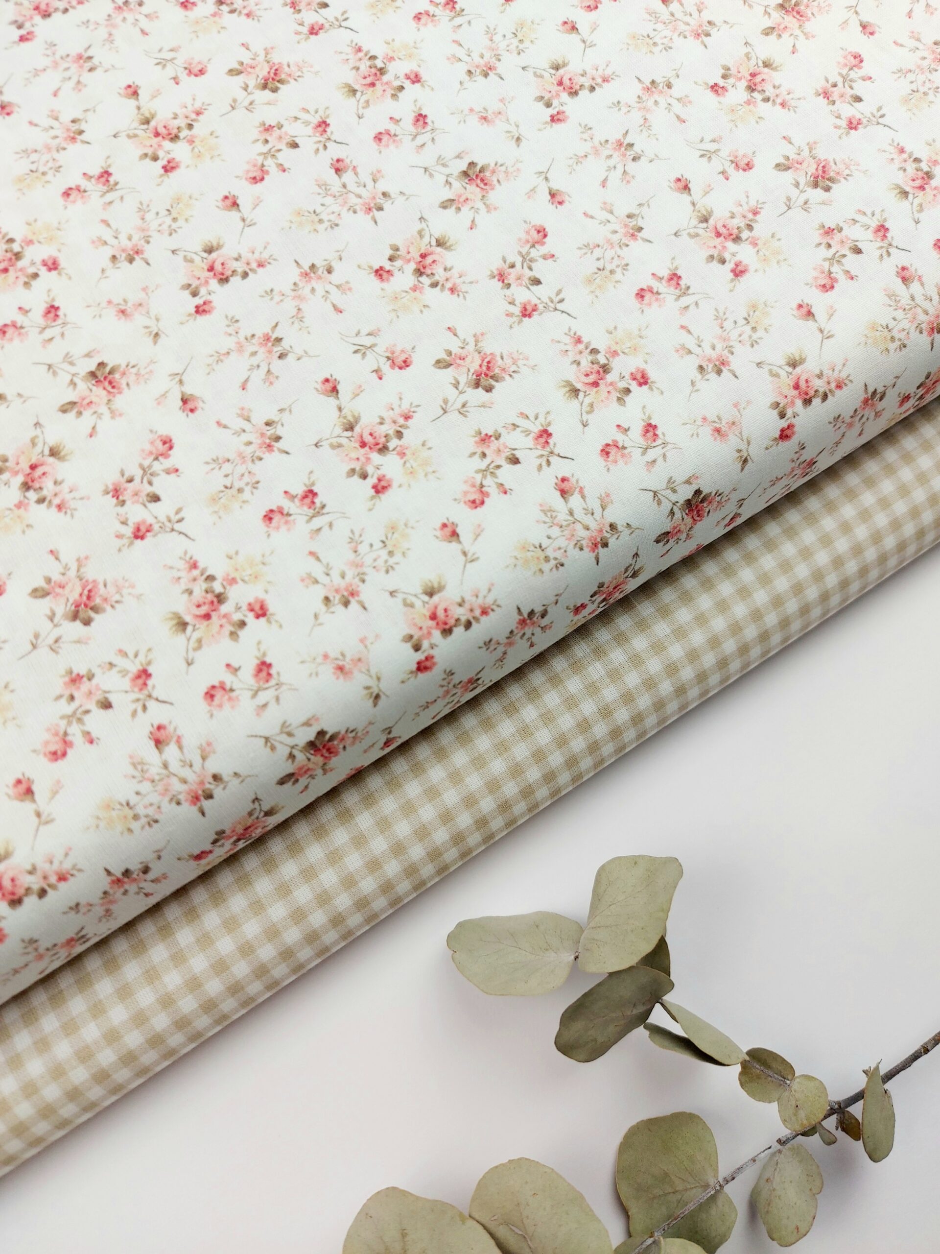 🤍Popelín Vichy «Beige Check» 0.3cm🌿 Popelín 🤍Popelín Vichy "Beige Check" 0.3cm🌿 - Imagen 2