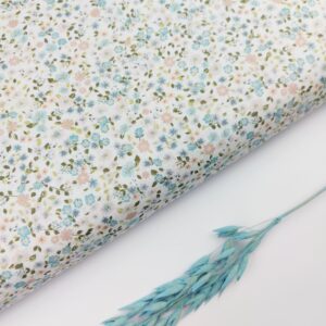 Popelín Flores Luna Peony Azul&Arena