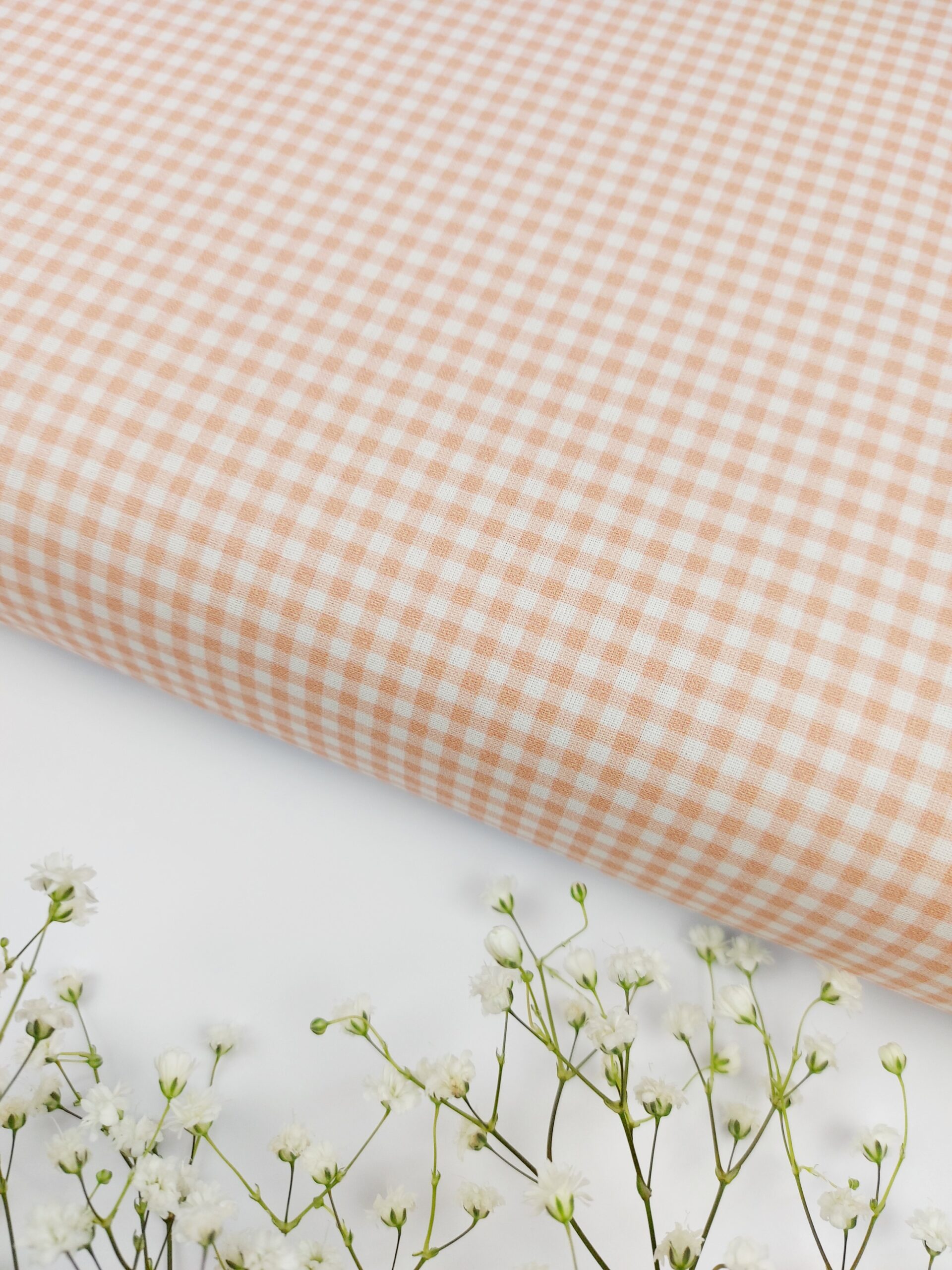 💕Popelín Vichy » Mandarina Pastel Check» 0.3cm Popelín 💕Popelín Vichy " Mandarina Pastel Check" 0.3cm