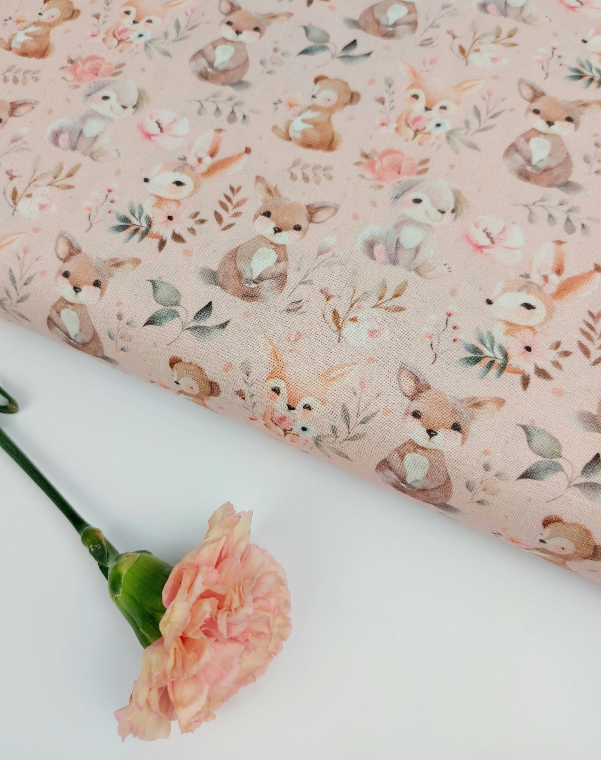 🐰Popelín Infantil Soft Woodland Rosa Pastel🐻 Popelín 🐰Popelín Infantil Soft Woodland Rosa Pastel🐻