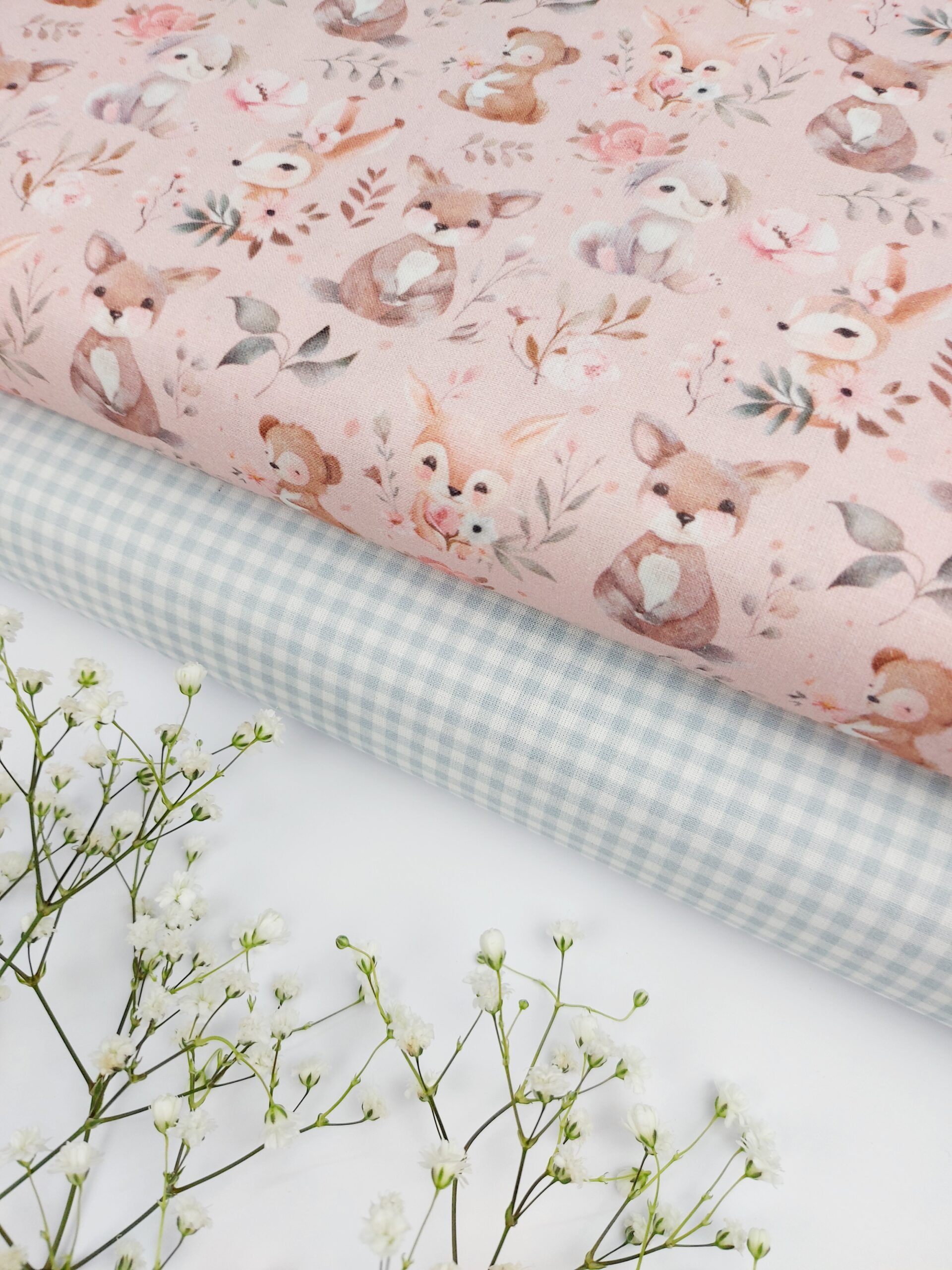 🐰Popelín Infantil Soft Woodland Rosa Pastel🐻 Popelín 🐰Popelín Infantil Soft Woodland Rosa Pastel🐻 - Imagen 2