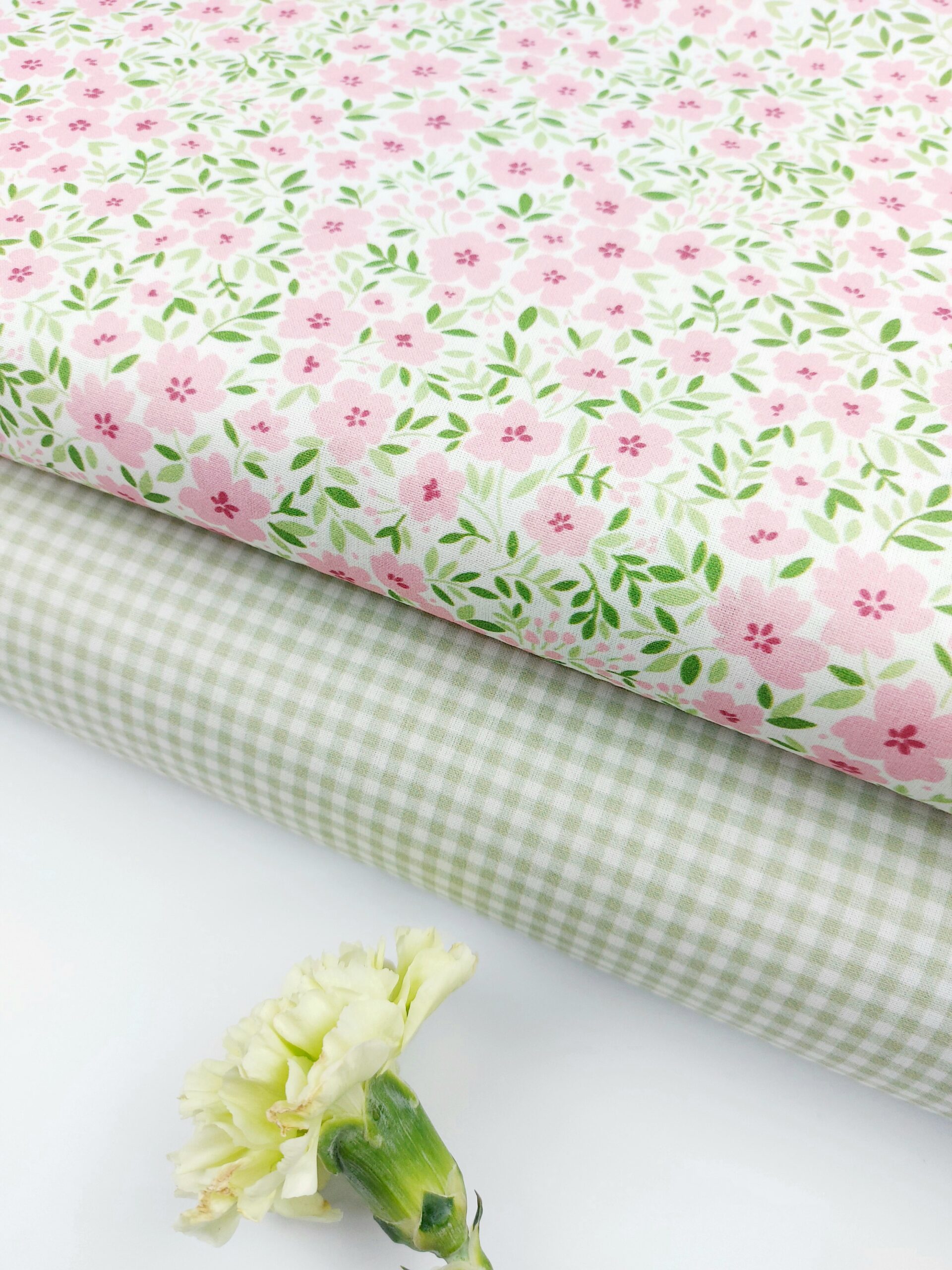 Popelín Flores Aklama Rosa&Verde Popelín Popelín Flores Aklama Rosa&Verde - Imagen 2