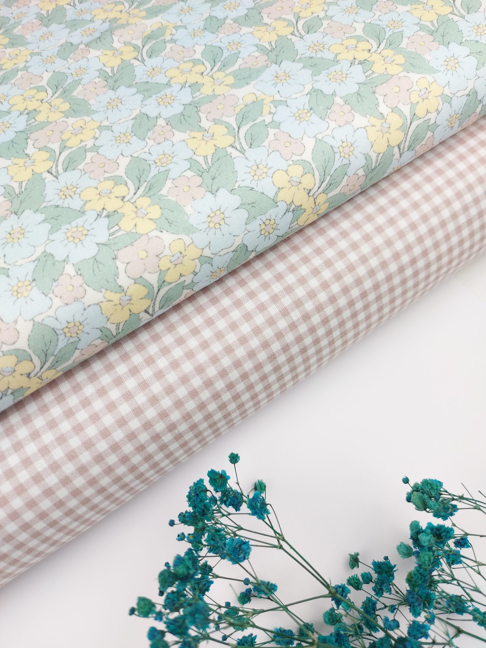 Popelín Flores Nana Azul Pastel Popelín Popelín Flores Nana Azul Pastel - Imagen 2