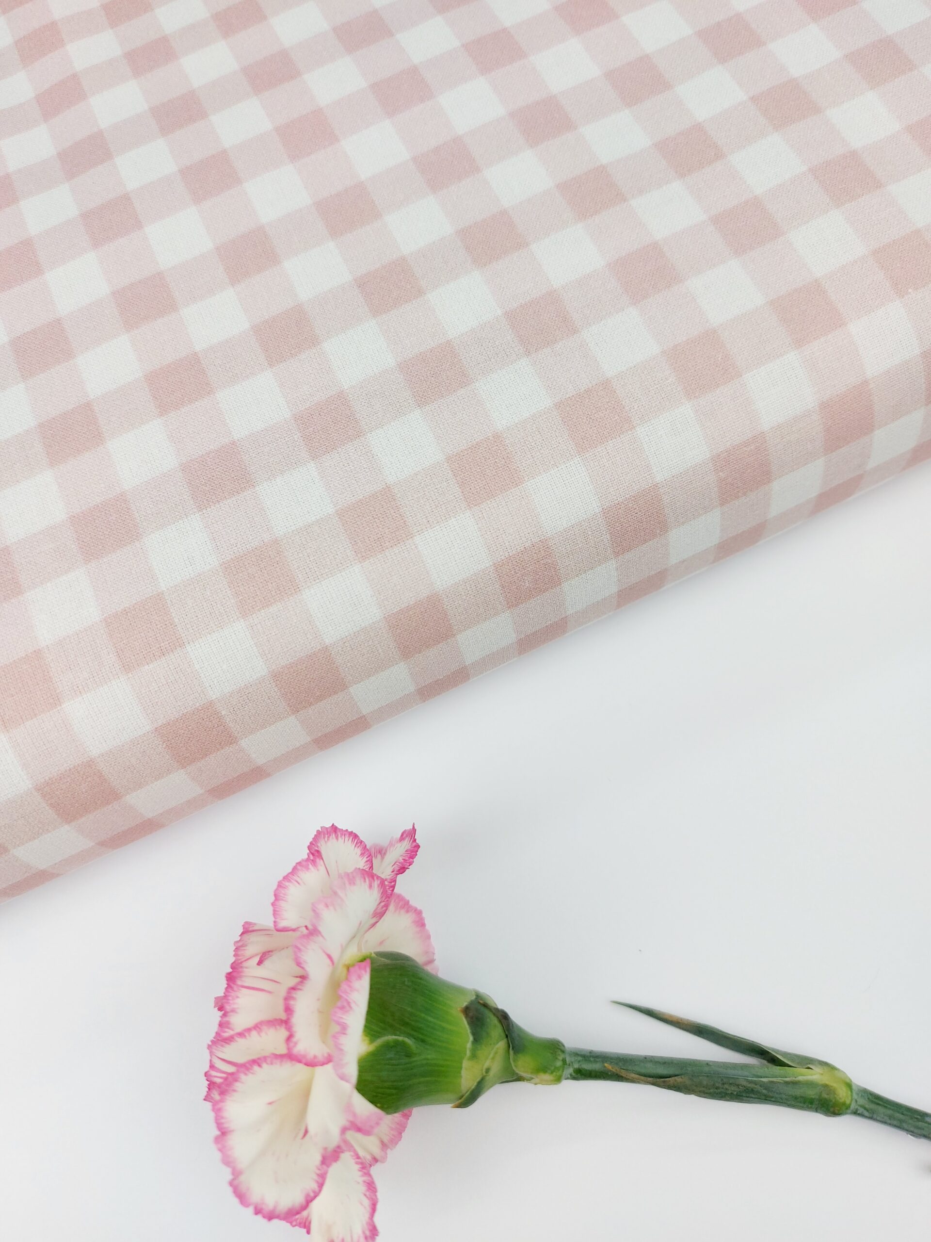 🌸Popelín Vichy «Rosa Empolvado» 1cm🌸 Popelín 🌸Popelín Vichy "Rosa Empolvado" 1cm🌸