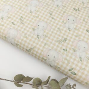 💛Popelín Infantil Vichy&Elefante Amoroso💛