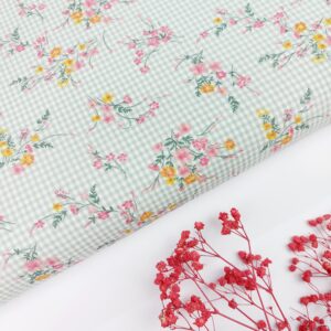 Seersucker Vichy Mini Verde Salvia & Flores Seersucker Seersucker Vichy Mini Verde Salvia & Flores