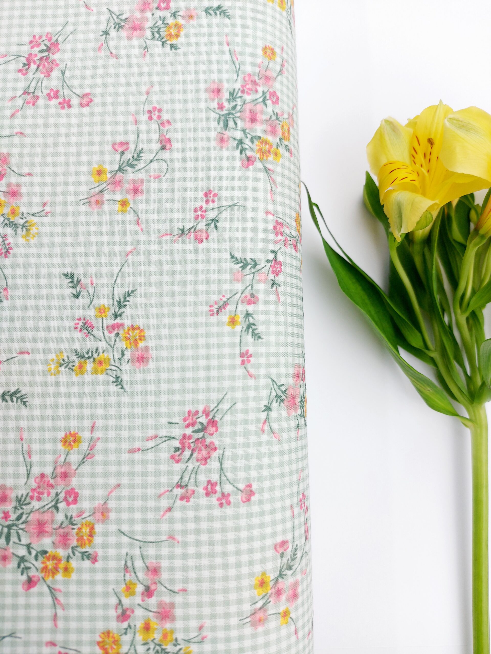 Seersucker Vichy Mini Verde Salvia & Flores Seersucker Seersucker Vichy Mini Verde Salvia & Flores - Imagen 2