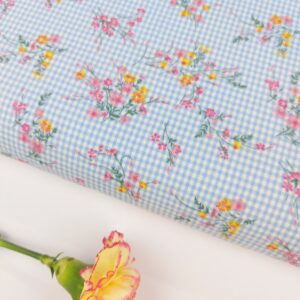 Seersucker Vichy Mini Azul & Flores Seersucker Seersucker Vichy Mini Azul & Flores