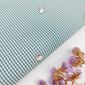 🐰 Popelín Vichy “Little Bunny Picnic Verde Jade” Popelín 🐰 Popelín Vichy “Little Bunny Picnic Verde Jade”