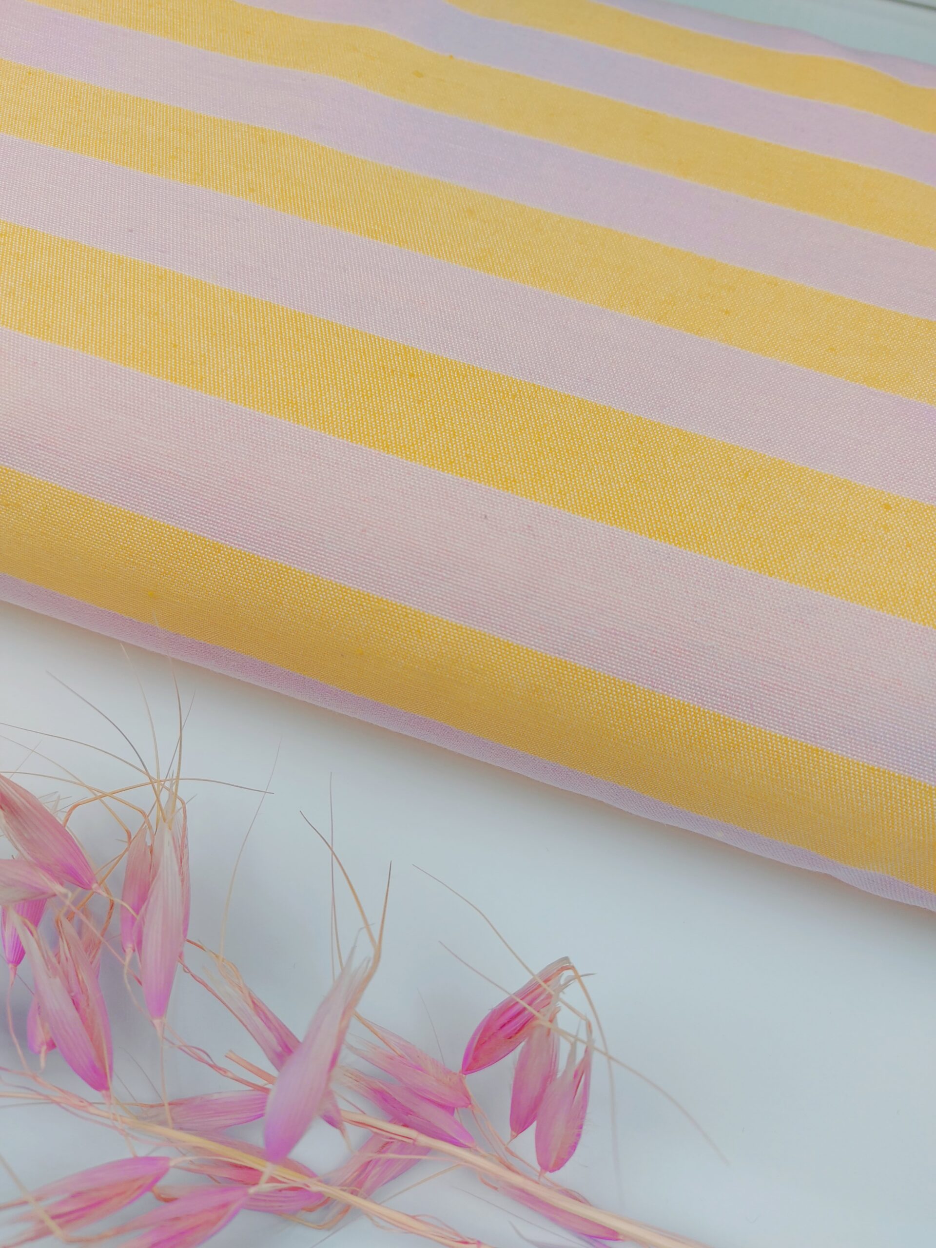 Popelín&Poliéster Rayas Rosa&Yema Popelín Popelín&Poliéster Rayas Rosa&Yema