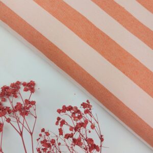 Popelín&Poliéster Rayas Naranja&Rosa