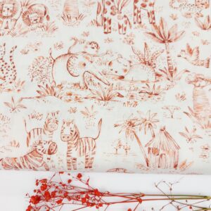Popel&iacute;n PREMIUM Infantil Toile de Jouy Sabana Africana Marr&oacute;n Rojizo Popel&iacute;n