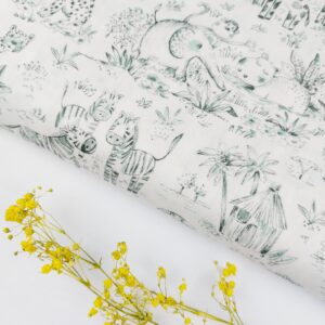 Popel&iacute;n PREMIUM Infantil Toile de Jouy Sabana Africana Verde Botella Popel&iacute;n