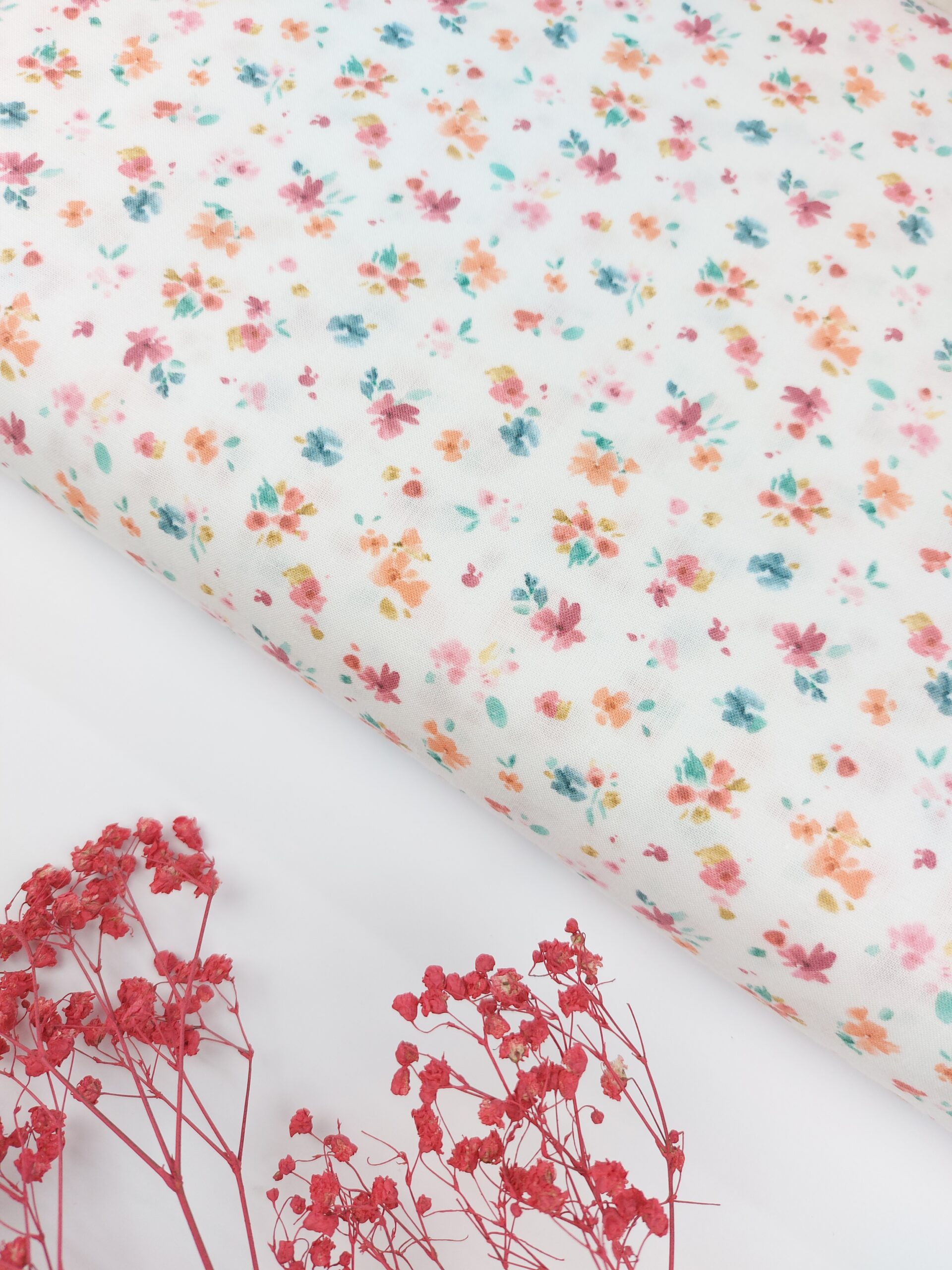 Popelín Flores Mini Acuarela Popelín Popelín Flores Mini Acuarela