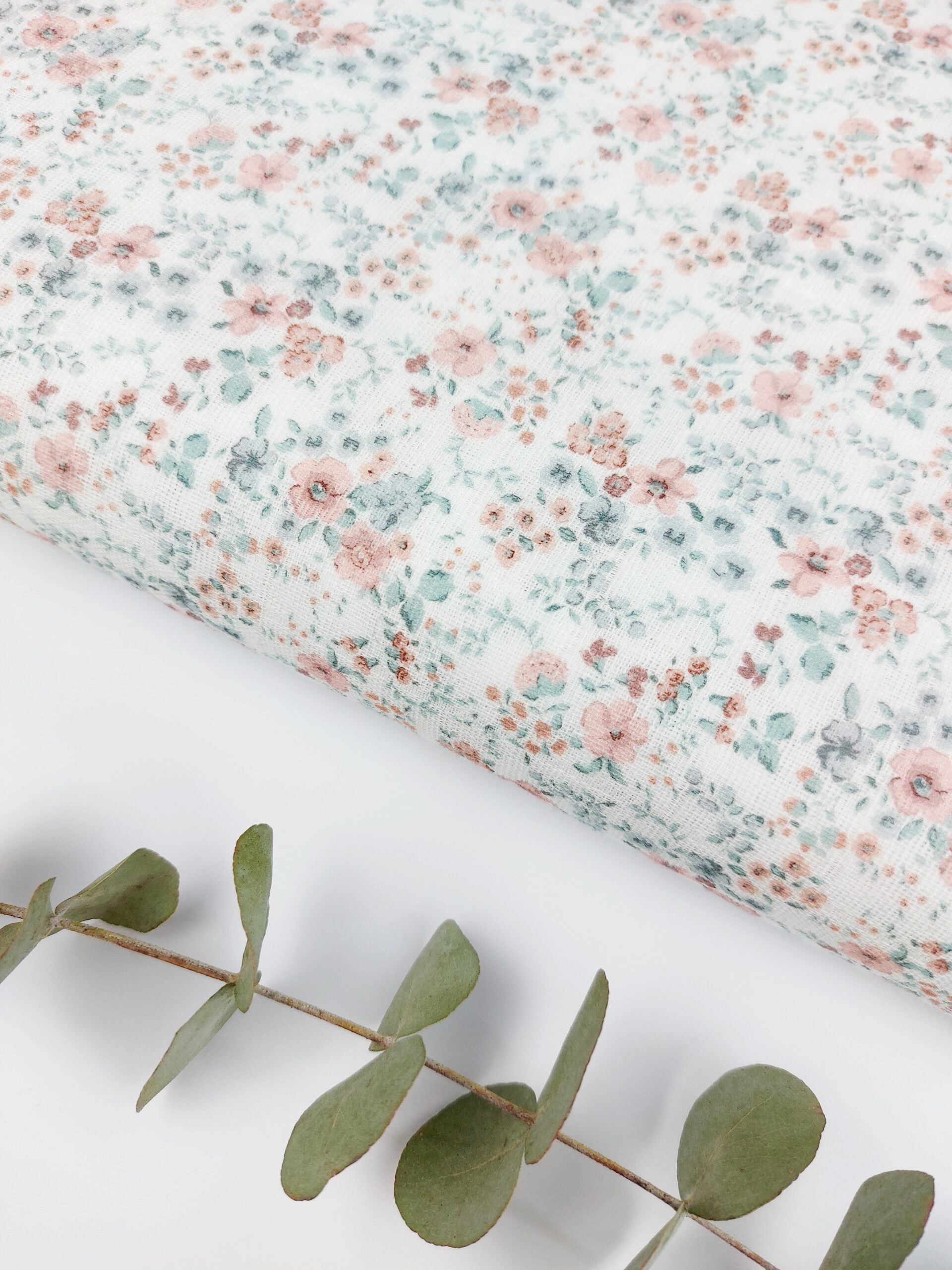 Doble Gasa Cuadrícula Flores Agrimonia Doble Gasa/ Bámbula Doble Gasa Cuadrícula Flores Agrimonia - Imagen 2