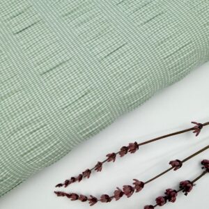 Seersucker Elastán Mini Vichy Verde