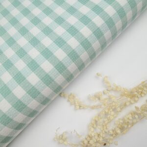 Popel&iacute;n Elast&aacute;n Vichy Verde Empolvado 1cm Popel&iacute;n