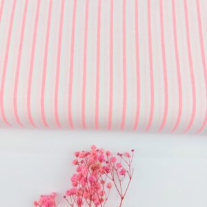 Comprar tela Popelín PREMIUM Rayas Rosa Flúor
