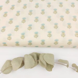 Comprar tela Doble Gasa Flores Salvia & Cielo