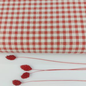 Comprar tela Seersucker Vichy Bicolor Rojo Arcilla Suave & Crudo 0.7cm